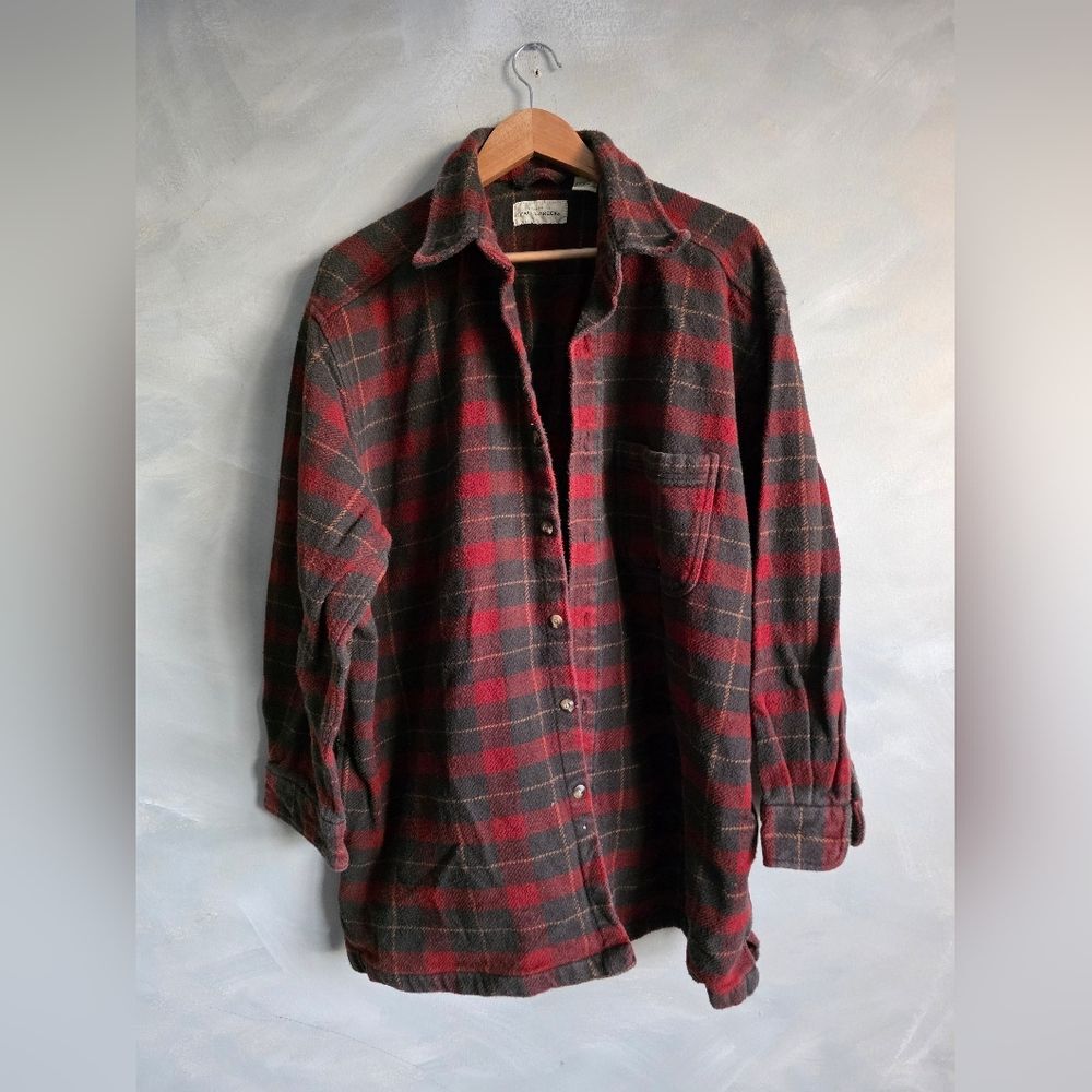 90s Falls Creek Plaid Brushed Cotton Midweight Flannel Top Shirt Sz 2X Barn Work